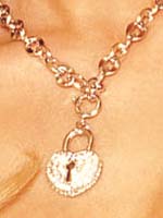 Womens Encrusted Heart Lock Necklace