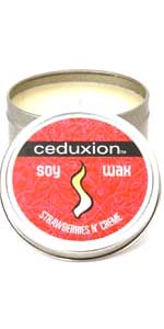 Ceduxion Strawberries N Creme Soy Wax Candle In A Tin