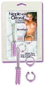 Nipple and Clitoral Non-Piercing Amethyst Jewelry Set