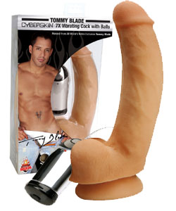 Tommy Blade CyberSkin 7X Vibrating Cock with Balls
