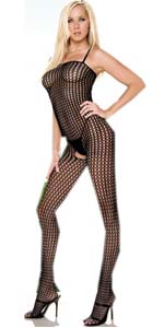 Seamless Crochet Open Crotch Bodystocking