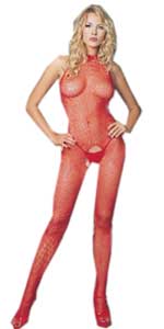 Seamless Fishnet High Neck Halter Bodystocking