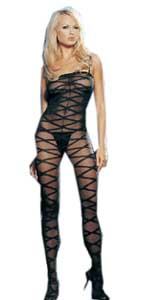 Spaghetti Strapped Opaque Criss Cross Bodystocking