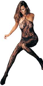 String Halter Romantic Rose Lace Bodystocking