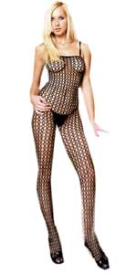 Seamless Spaghetti Strapped Crocheted Net Bodystocking