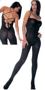 Opaque Lace-Up Bodystocking