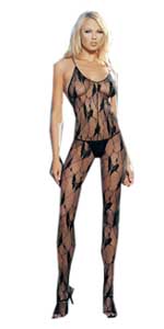 Spaghetti Strapped Butterfly Lace Bodystocking