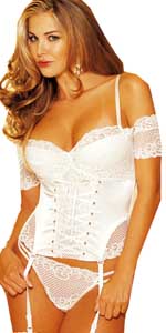 White Stretch Satin and Stretch Lace Bustier