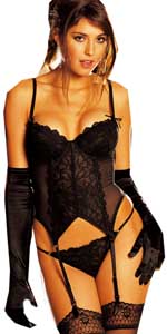Black Stretch Lace and Stretch Mesh Bustier