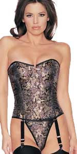 2 PC Satin Tapestry Brocade Corset