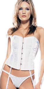 2 PC Flower Jacquard Satin Corset
