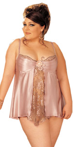Charmeuse and Two Tone Lace Dusty Pink Baby Doll