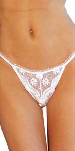 Scalloped Embroidery Crotchless Thong Panty