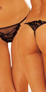 Net and Embroidery Thong Panty