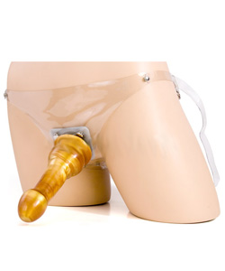 Radiant Gems Gold Curved Cock Vac-U-Lock Harness