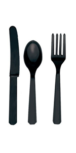 Black Plastic Utensils Assorted ~ AMS-8003.10