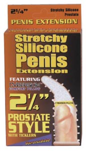 Stretchy Silicone Prostrate Extension With Ticklers 2 1/4 Inch