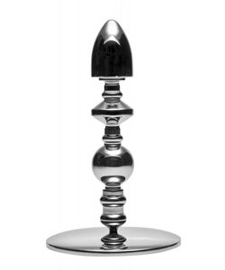 Mounted Stainless Steel Ridged Dildo