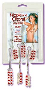 Nipple and Clitoral Non-Piercing Ruby Body Jewelry Set