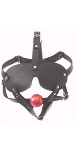 Spartacus Red and Black Head Harness Blindfold ~  SPL-8M-5R