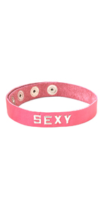 SEXY Leather Pink Wordband Collar ~ SPWB-B12K