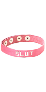 SLUT Leather Pink Wordband Collar ~ SPWB-B3K