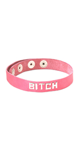 BITCH Leather Pink Wordband Collar ~ SPWB-B4K