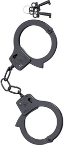 KinkLab Double-Lock Police-Style Handcuff, Black Satin ~ KL079