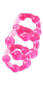 Mega Stretch Beaded Cock Ring Set, Pink ~ PD2363-11
