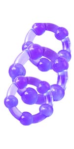 Mega Stretch Beaded Cock Ring Set, Purple ~ PD2363-12