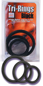 Black Tri-Rings Rubber Cock Ring Set ~ SE1421-03