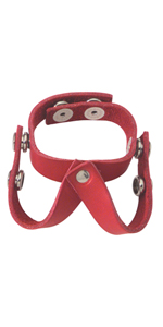Red V-Style Cockring and Ball Divider ~ SPL-06CR
