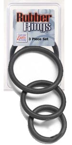 3 PC Black Rubber Cock Ring Set - SE1407-03