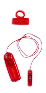 Cuddles Vibrating Cock Ring, Red ~ DJ1629-02