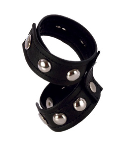 COLT Leather Cock And Ball Domed Strap Black