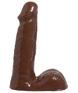 6 Inch Basix Brown Dildo with Balls