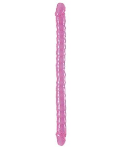 Basix Rubber Works 18 Inch Ribbed Double Dong Pink