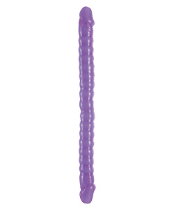 Basix Rubber Works 18 Inch Ribbed Double Dong Purple