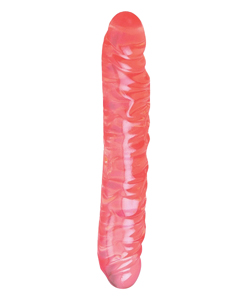 12 Inch Translucence Veined Double Dong Red