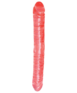 17 Inch Translucence Veined Double Dong Red