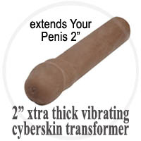 CyberSkin 2 Inch Xtra Thick Vibrating Transformer Penis Extension Cinnamon