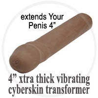 CyberSkin 4 Inch Xtra Thick Vibrating Transformer Penis Extension Cinnamon