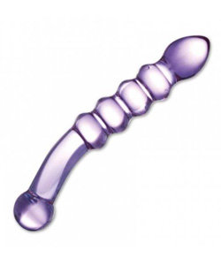 Glas Purple Rain Ribbed Glass Dildo