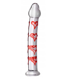 Hearts Of Desire Textured Glass Dildo