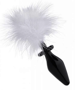 Fluffer Bunny Tail Glass Anal Plug