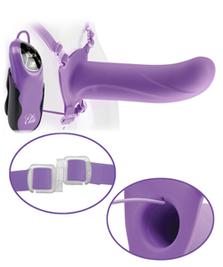 6 Inch Vibrating Silicone Hollow Strap On Purple