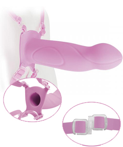 7 Inch Silicone Hollow Strap On Pink
