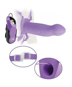 7 Inch Vibrating Silicone Hollow Strap On Purple