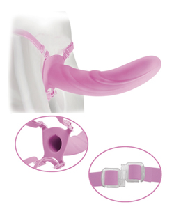 8 Inch Silicone Hollow Strap On Pink