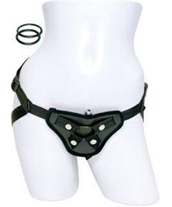 Black Velvet Vibrating Harness